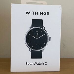 Withings ScanWatch 2 Hybrid Smartwatch – ECG, Heart Health, Black Strap